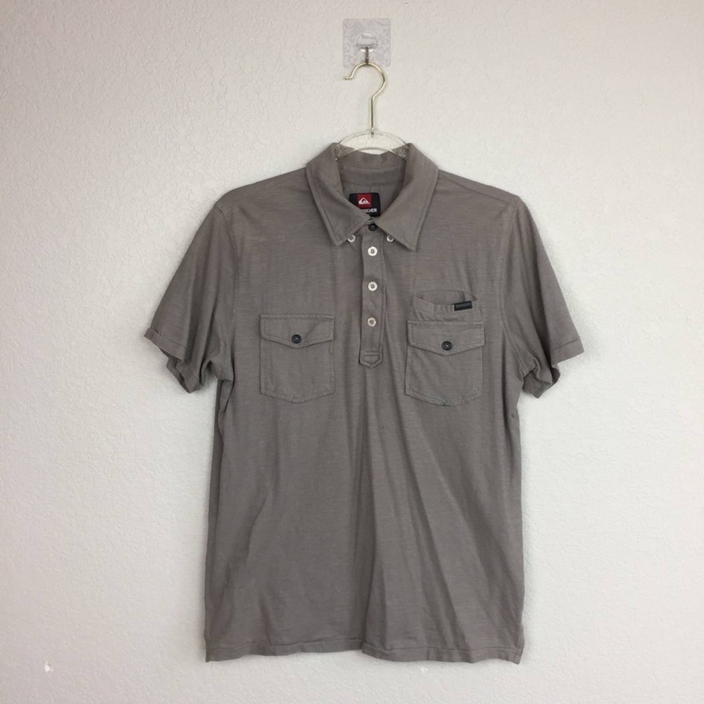 • QUIKSILVER • Men’s Gray Collared Polo Sz S